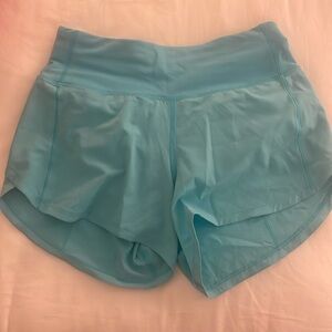 Teal Blue Lululemon speed ups 4’ high rise